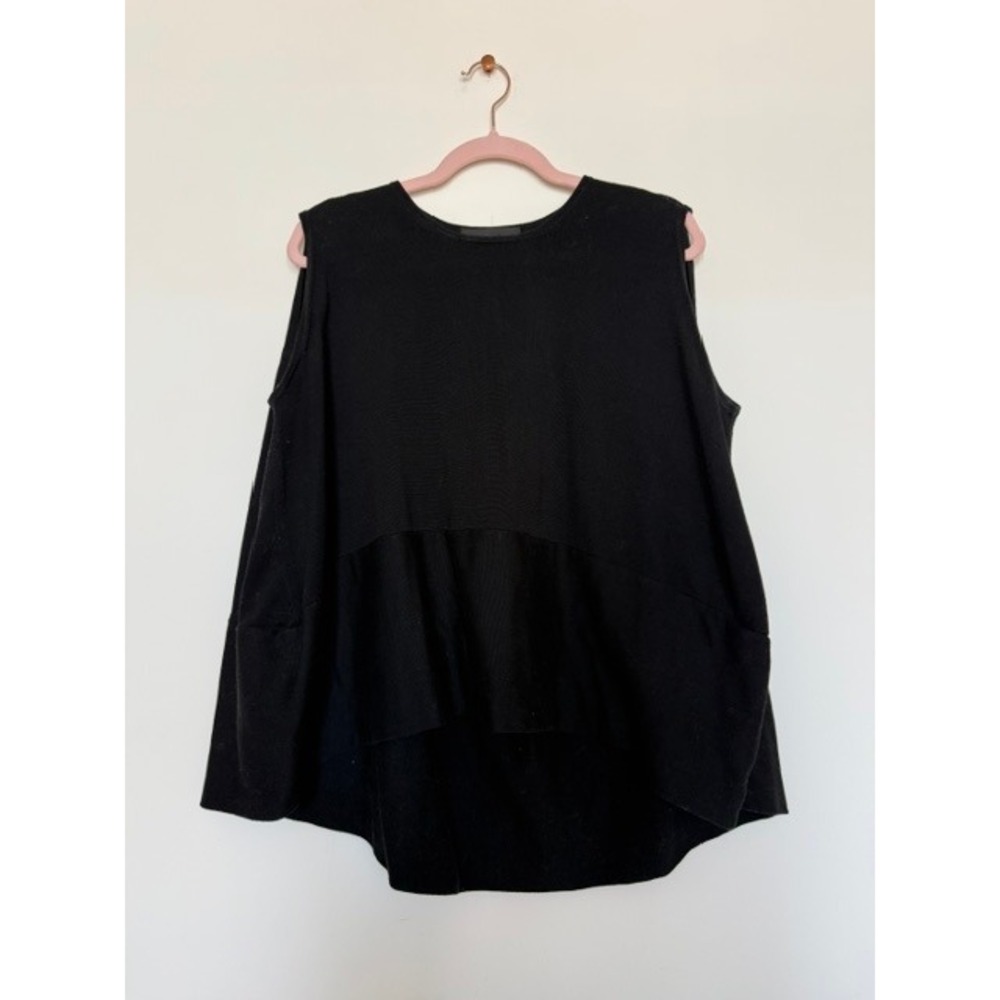 CO. Oversized Black Knit Top Women's Size S | Merc Cotton Contemporary Sweater